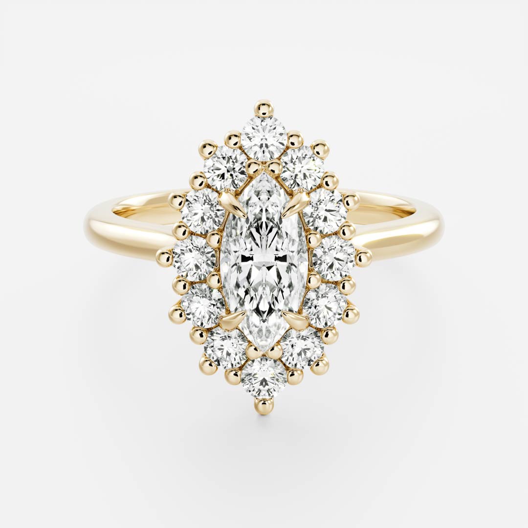 Marquise Cut Cluster Styled Lab Grown Diamond Engagement Ring