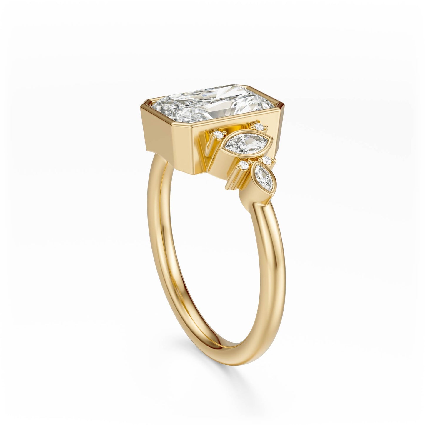 Marquise Shaped Three Stone Lab Grown Diamond Engagement Ring