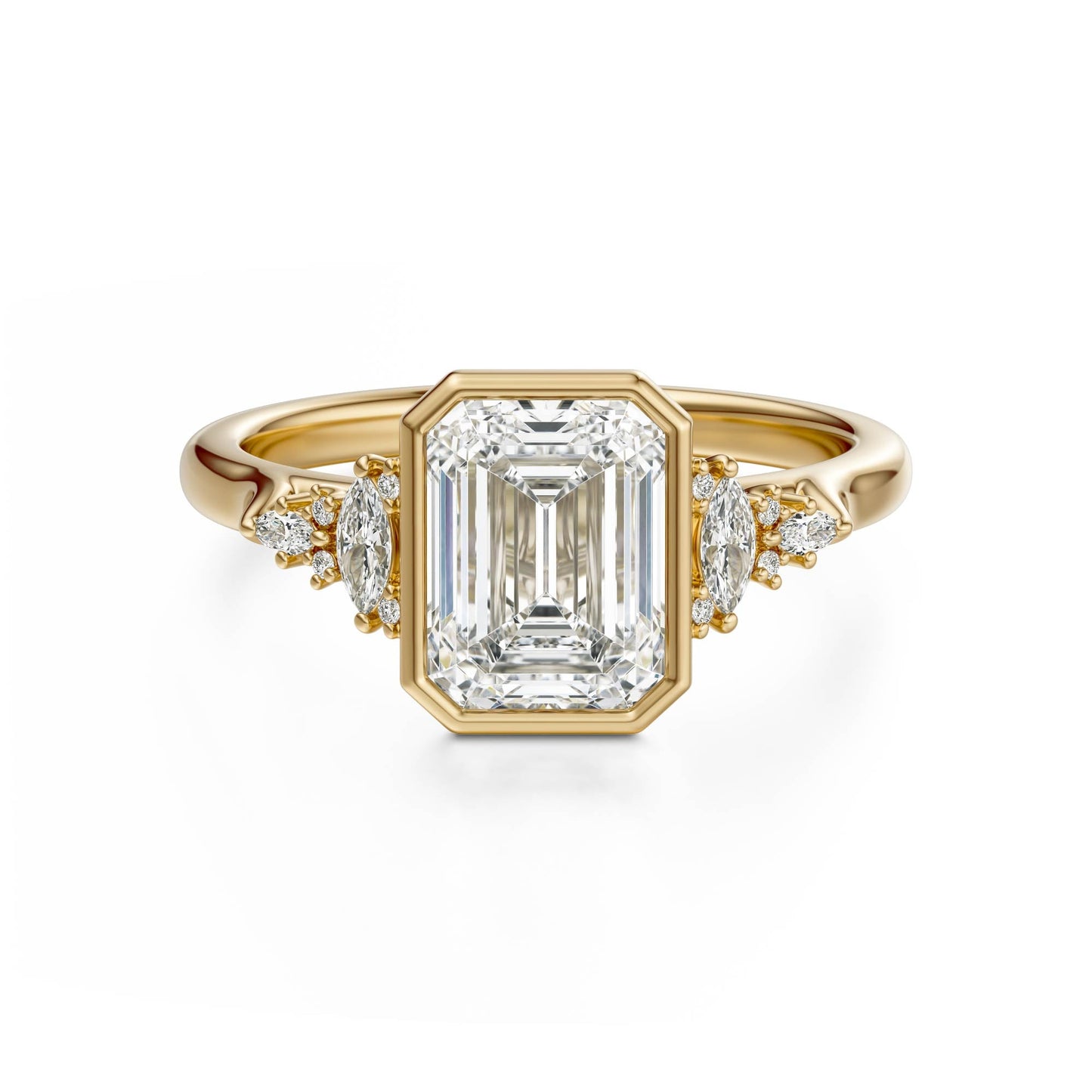 Marquise Shaped Three Stone Lab Grown Diamond Engagement Ring