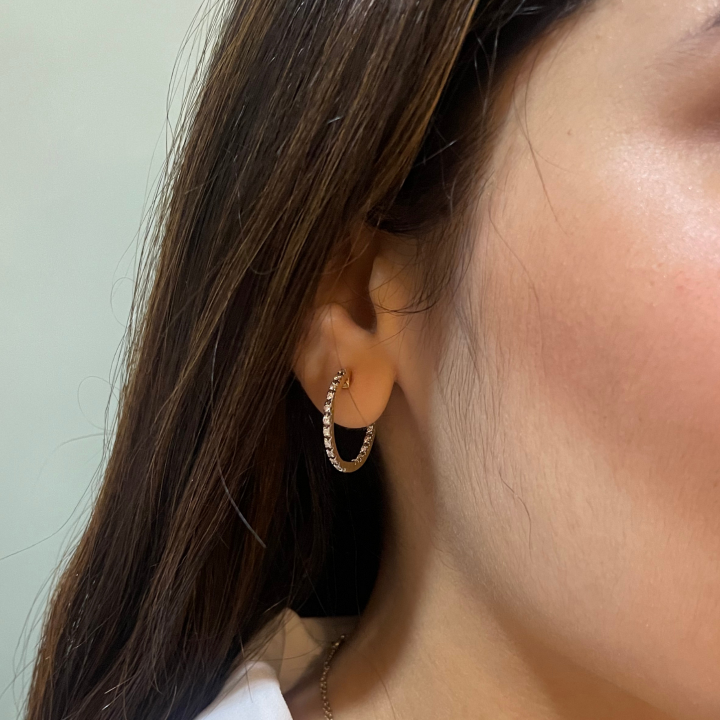 0.55 TCW Round Cut Moissanite Hoops Earrings in Gold 8