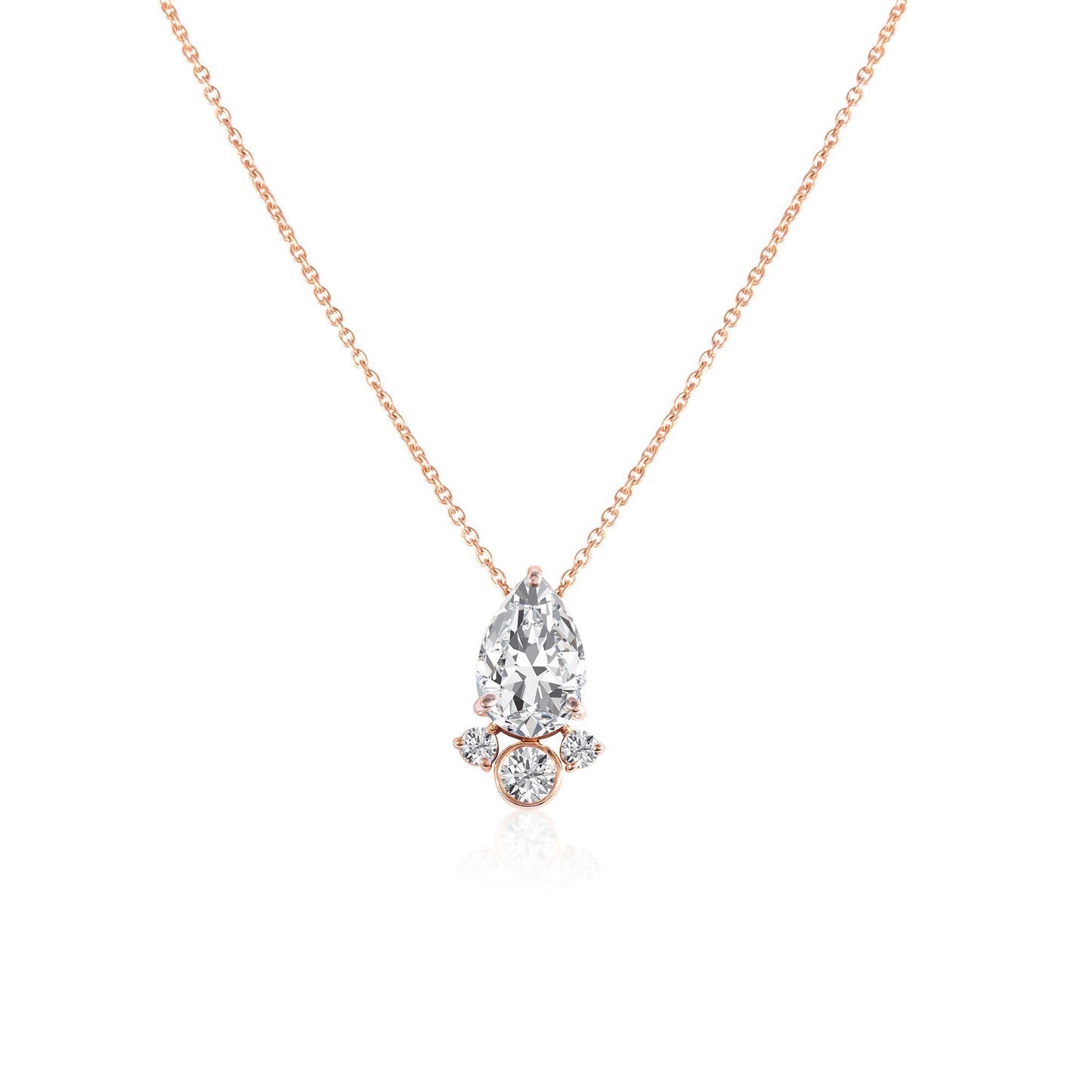 1.50 CT Pear Moissanite Diamond Cluster Pendant Necklace in Solid Gold 1
