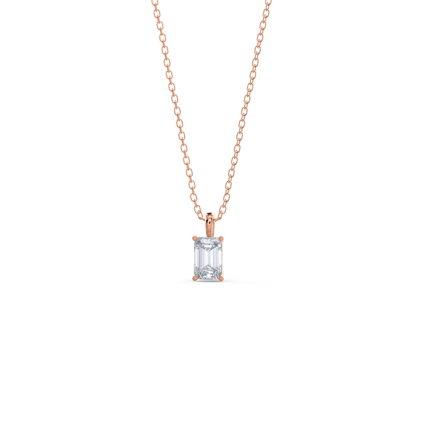 1.0 CT Emerald Cut Moissanite Diamond Solitaire Pendant Necklace in Solid Gold 7