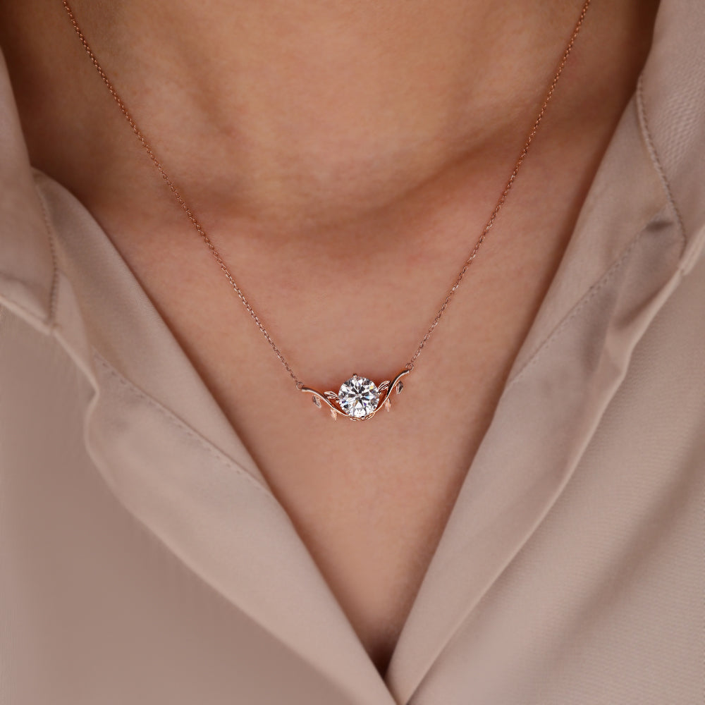 2.0 CT Round Moissanite Diamond Solitaire Pendant Necklace in Solid Gold 5