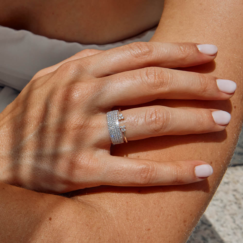 0.54 TCW Round Shaped Open Shank Moissanite Diamond Wedding Band