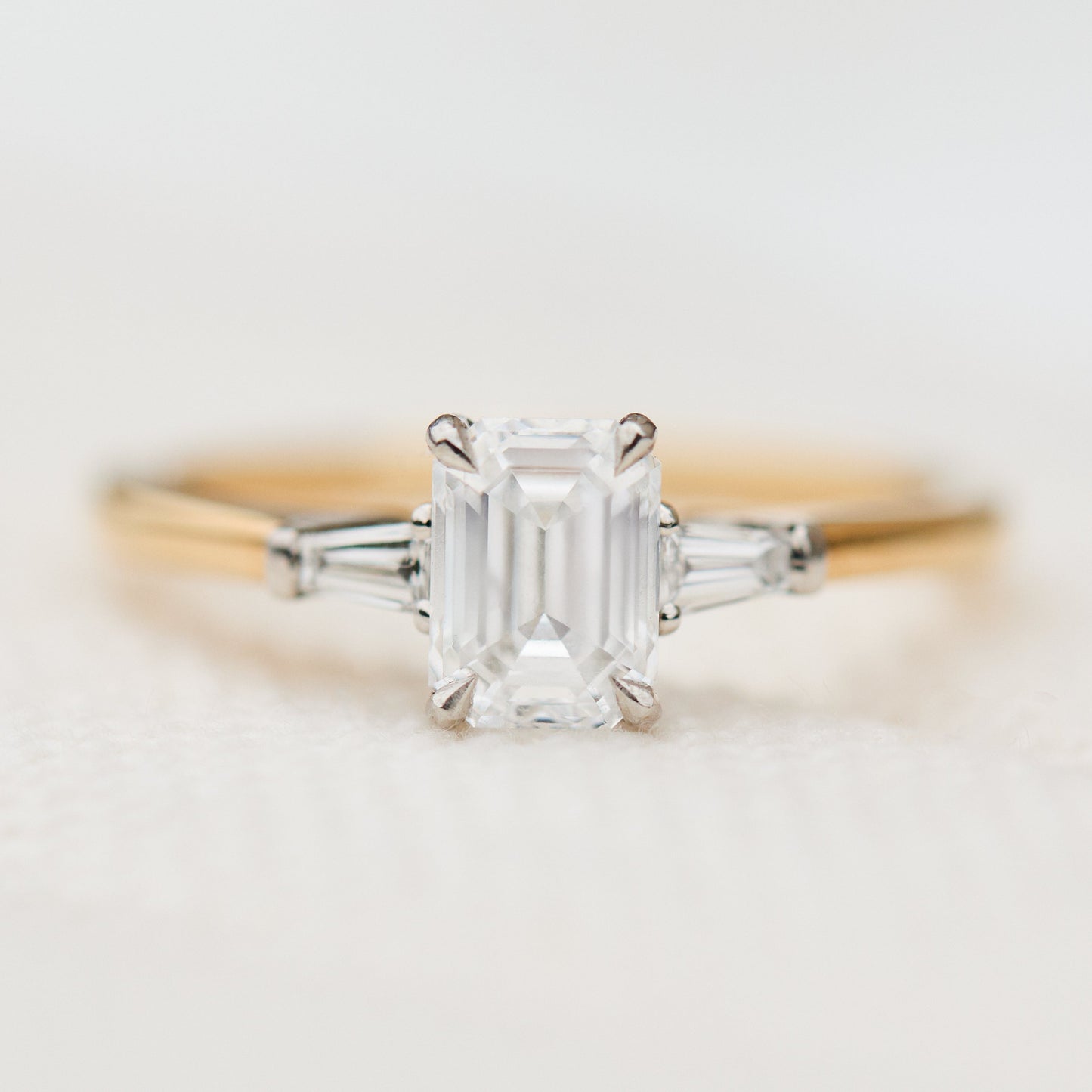 Marquise Shaped Three Stone Lab Grown Diamond Engagement Ring