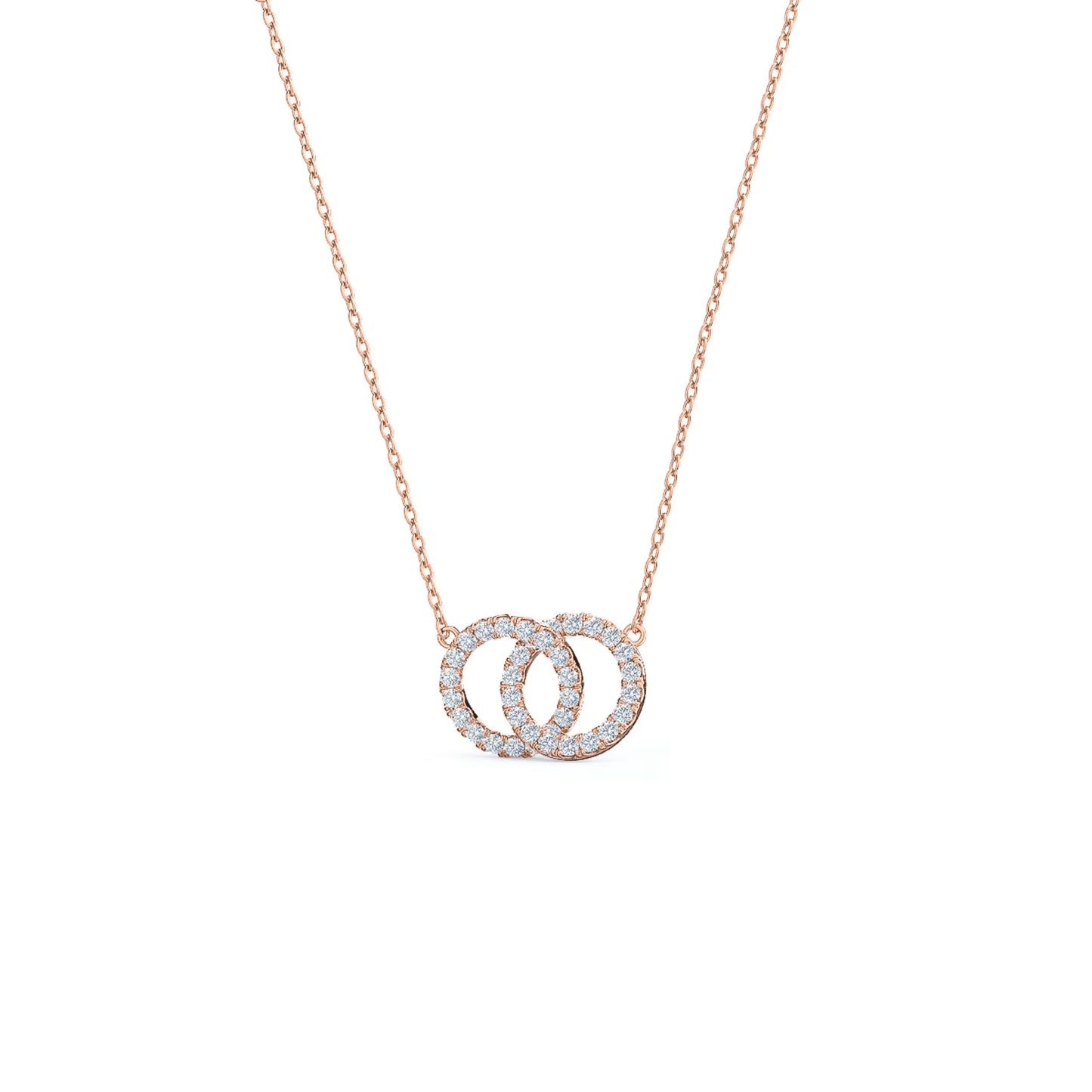 1.50 CT Round Moissanite Diamond Double Circle Pendant Necklace in Solid Gold 4