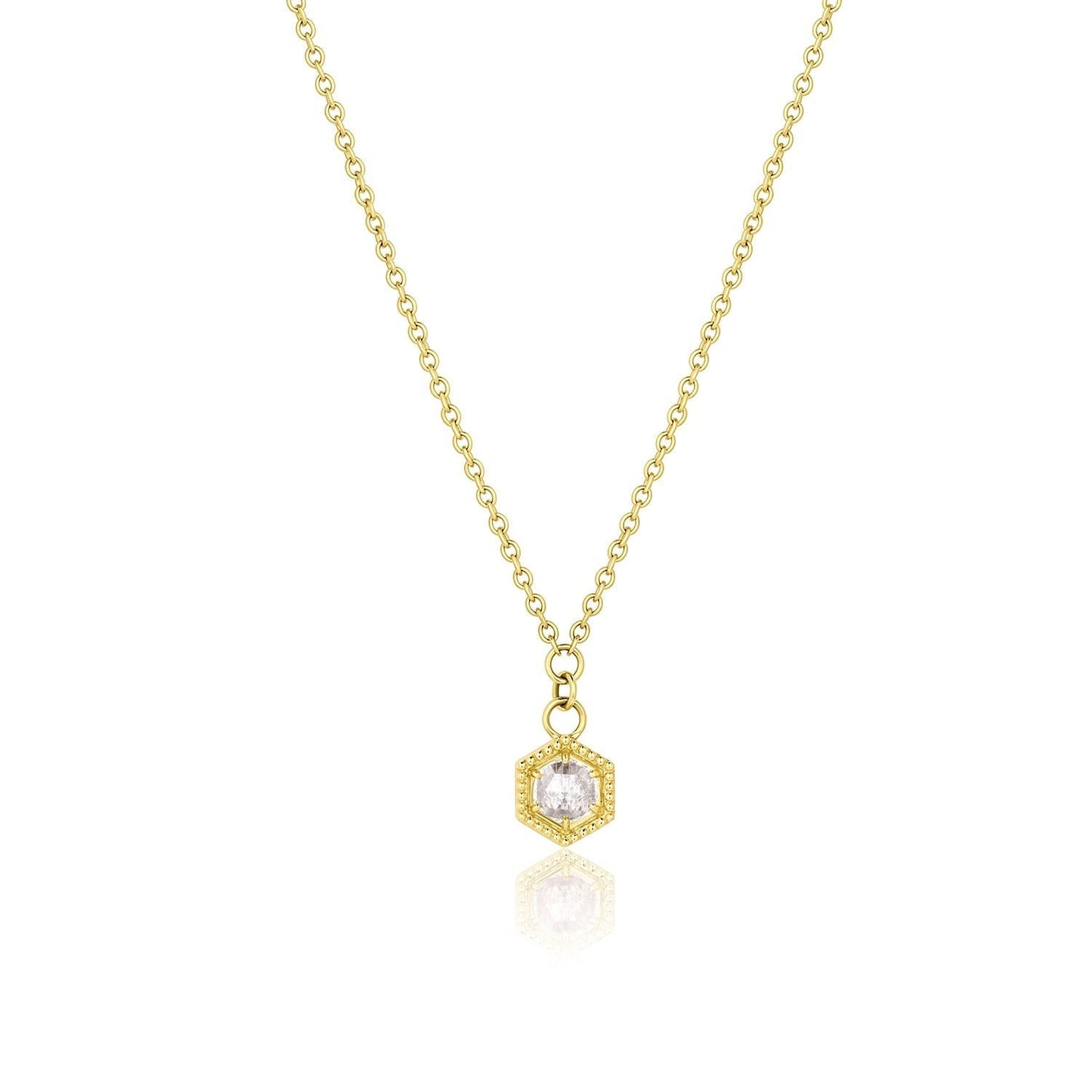 0.20 CT Round Moissanite Diamond Hexagon Pendant Necklace in Solid Gold 3