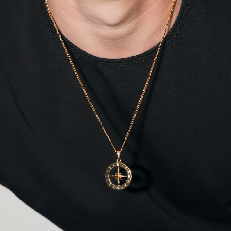 Compass Pendant Necklace For Men