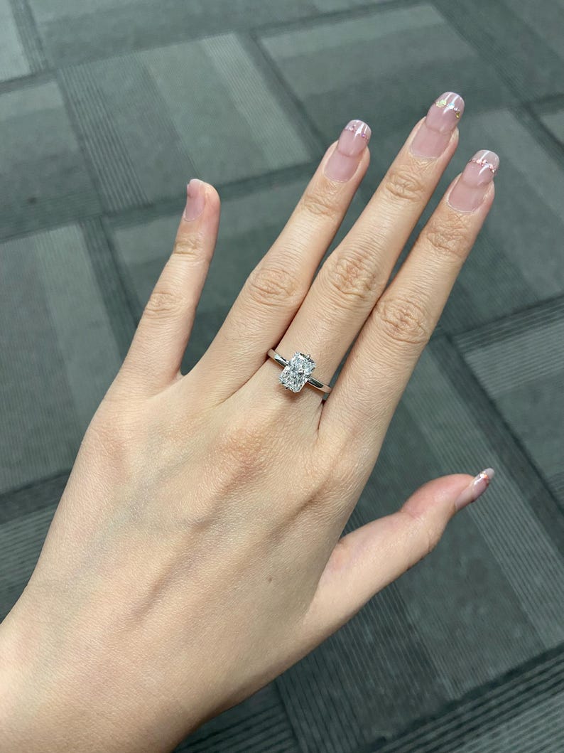 Marquise Shaped Three Stone Lab Grown Diamond Engagement Ring