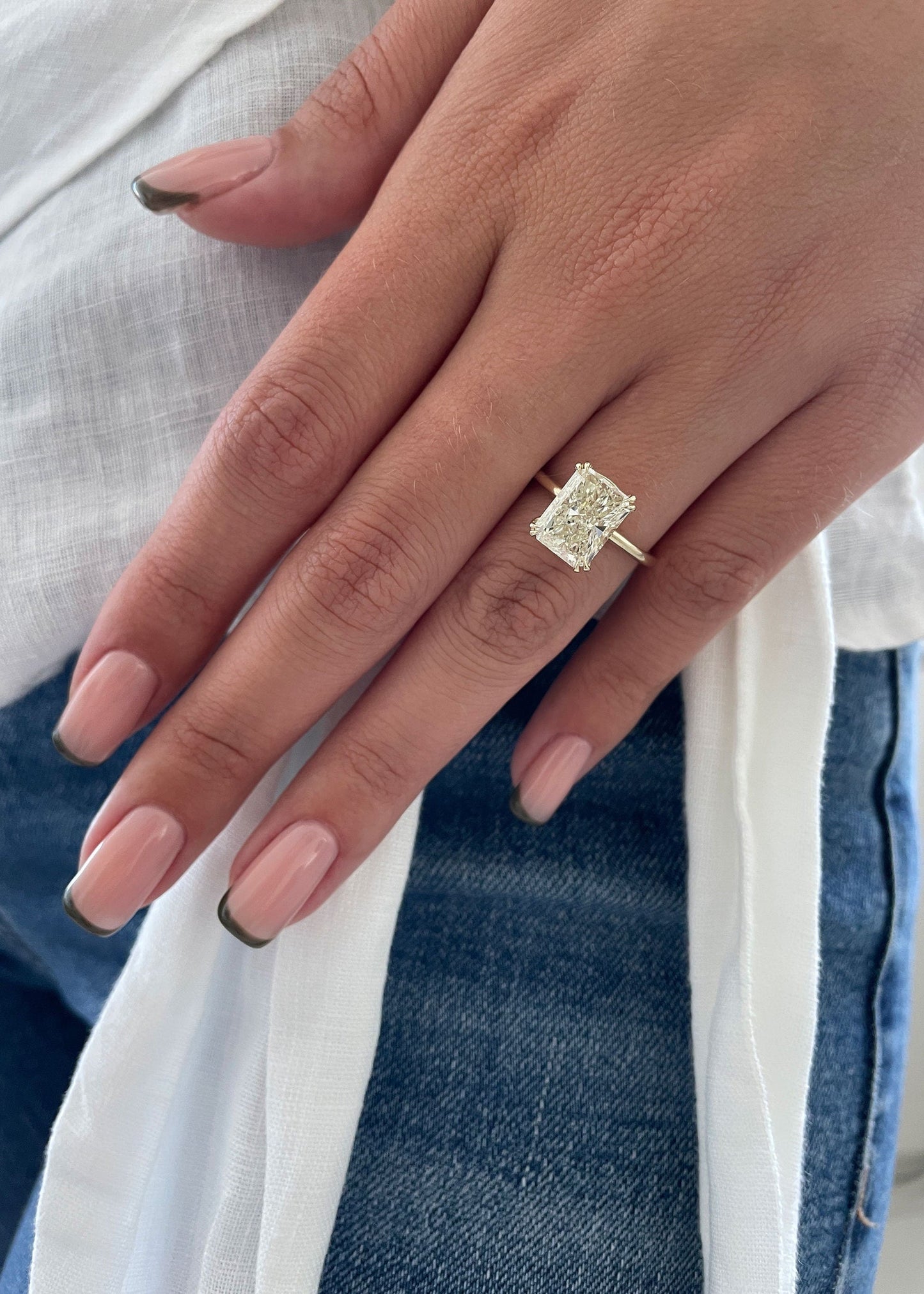 3.01 CT Radiant Solitaire Lab Grown Diamond Engagement Ring