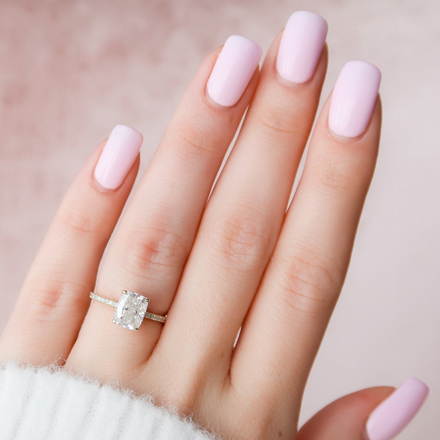 2 CT Cushion Moissanite Pave Engagement Ring (US Size 6.5 Ready To Ship)