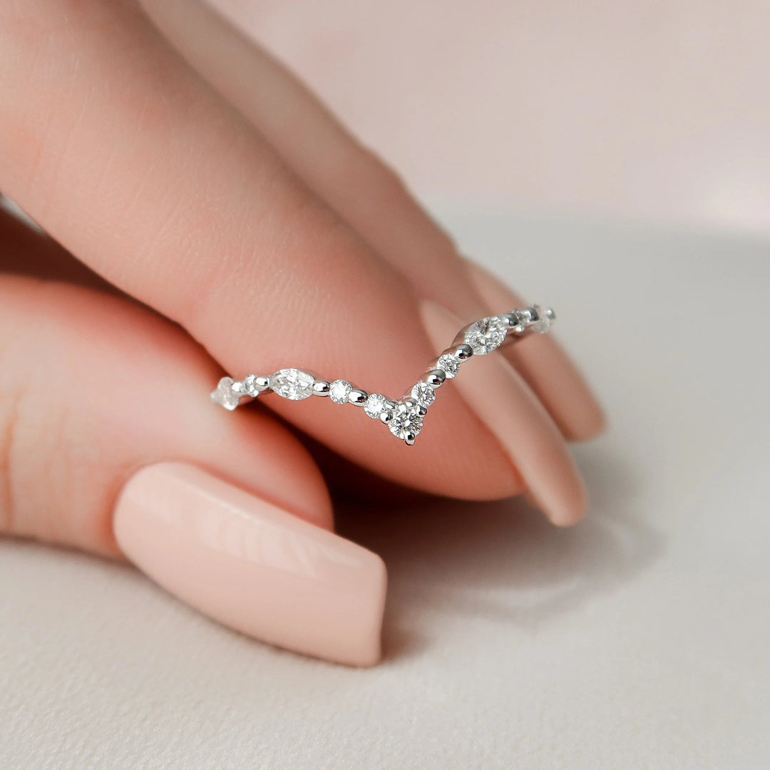 Marquise Cut Cluster Styled Lab Grown Bridal Ring Set