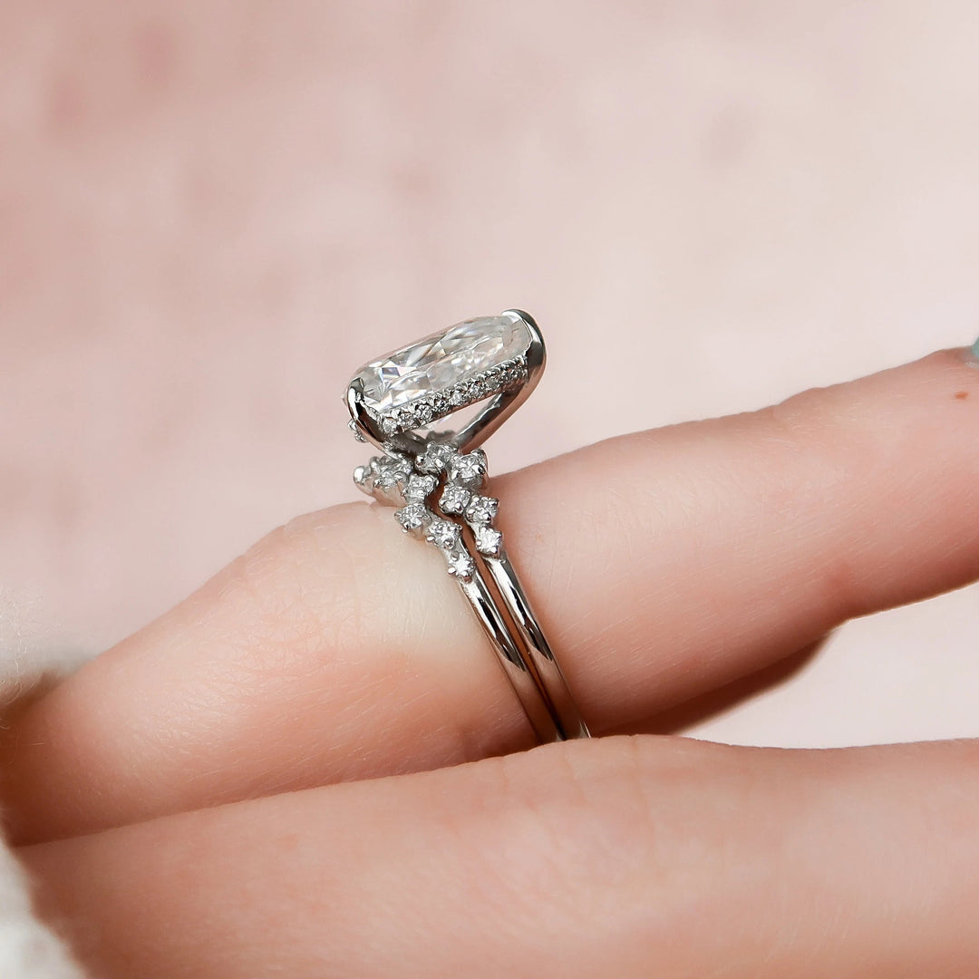 Marquise Cut Cluster Styled Lab Grown Bridal Ring Set