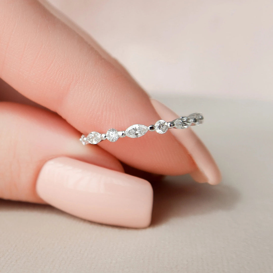 Marquise Cut Cluster Styled Lab Grown Bridal Ring Set