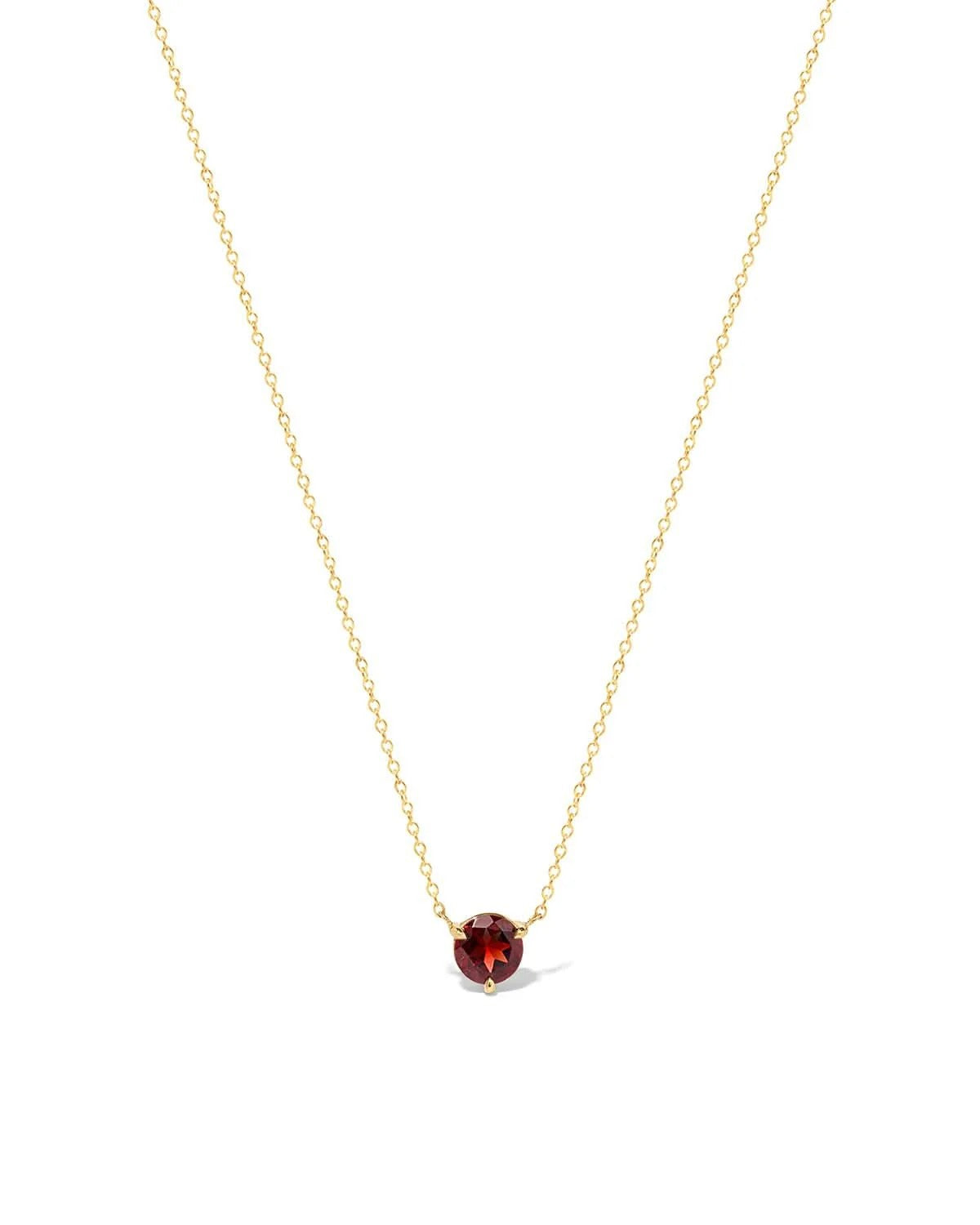 Round Solitaire Garnet Gemstone Necklace