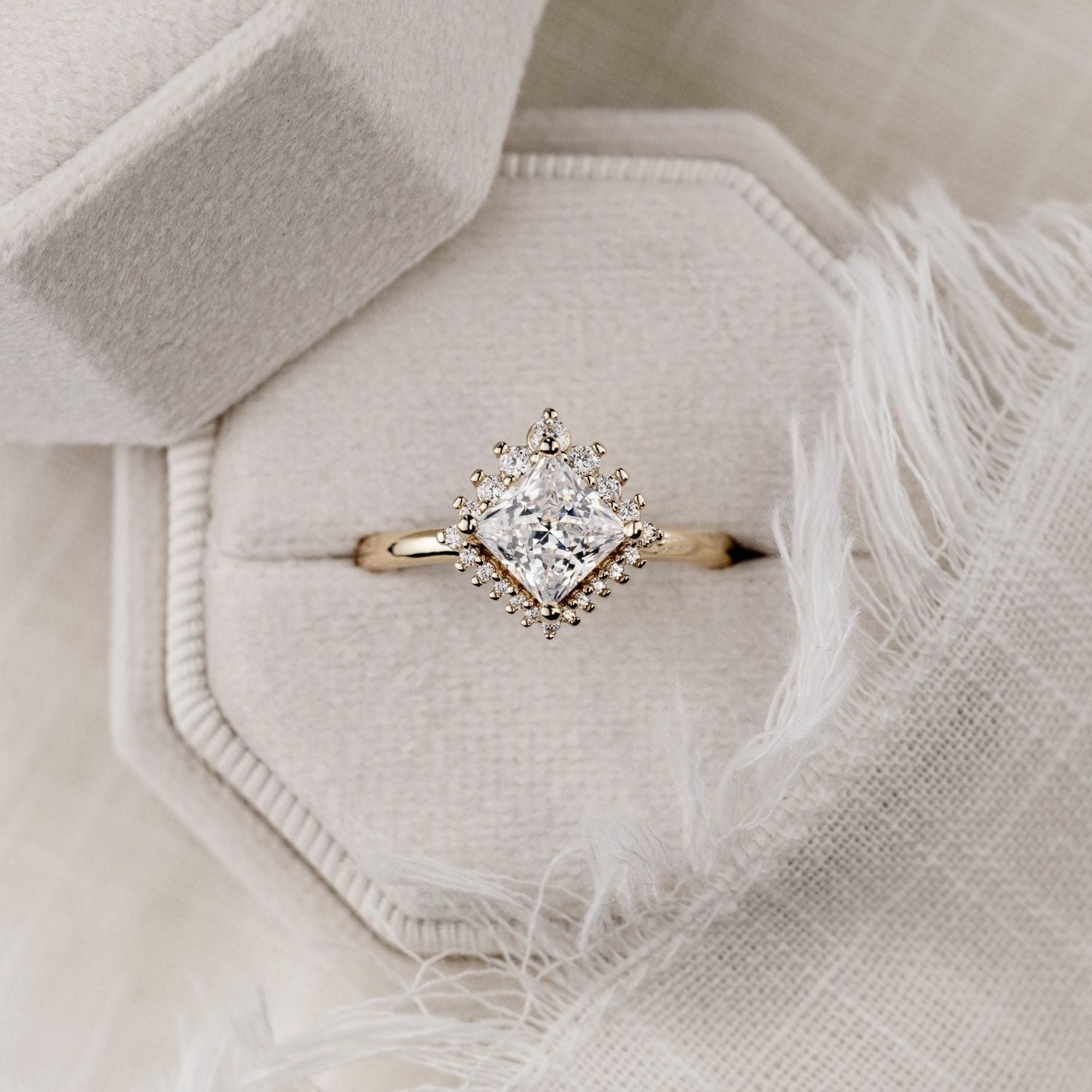 Marquise Shaped Three Stone Lab Grown Diamond Engagement Ring