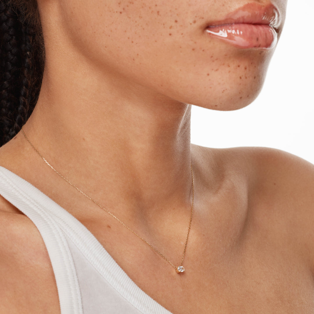 0.23 CT Oval Shaped Solitaire Moissanite Necklace