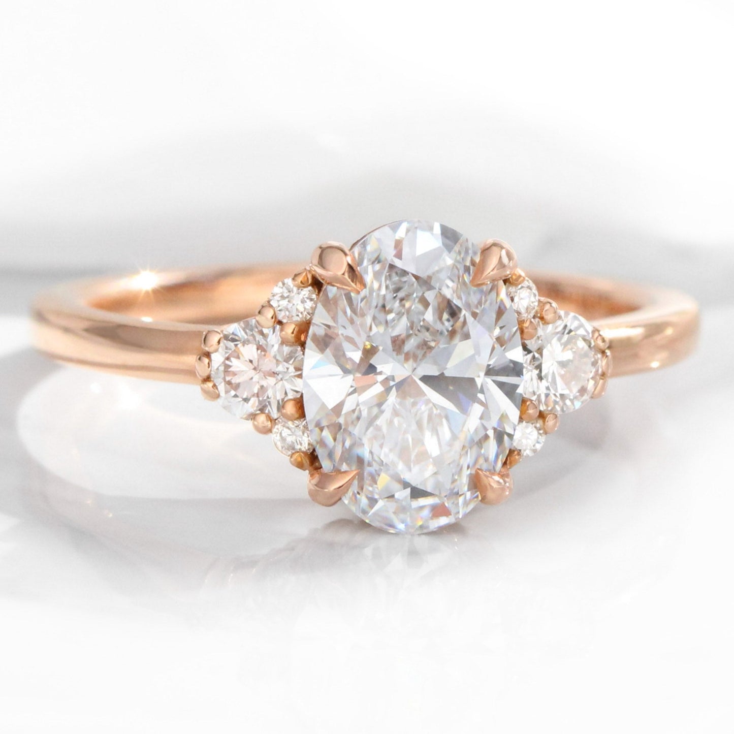 1.5 CT Oval Cut 3 Stones Lab Grown Diamond Bridal Ring Set