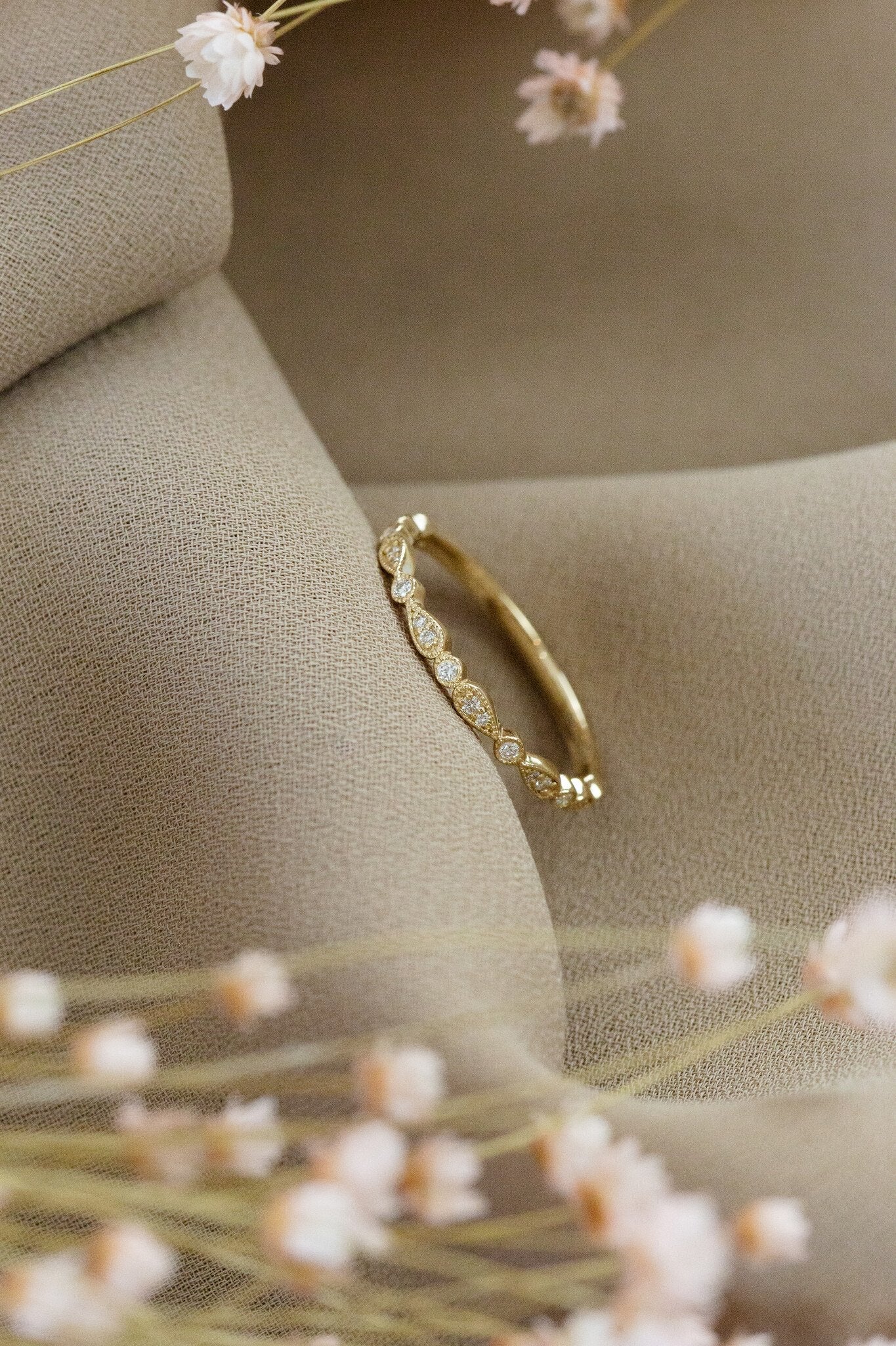 0.25 TCW Round Shaped Half Eternity Lab Grown Diamond Wedding Band