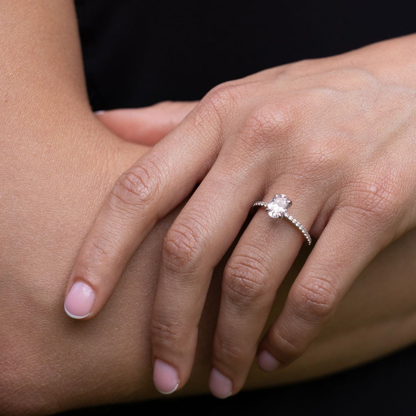 Marquise Shaped Three Stone Lab Grown Diamond Engagement Ring