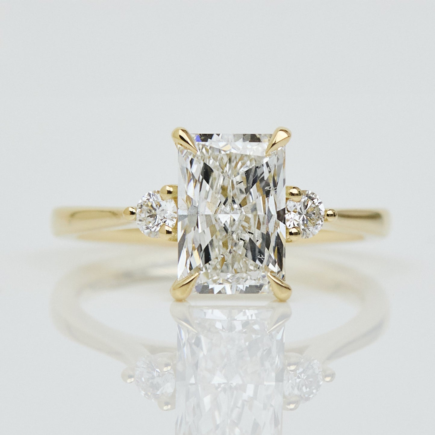 Marquise Shaped Three Stone Lab Grown Diamond Engagement Ring