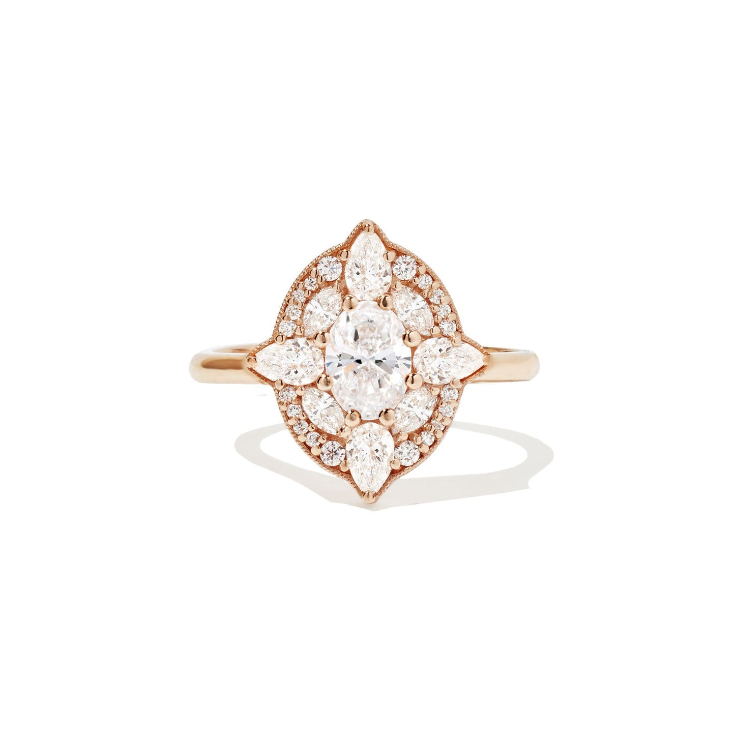 Marquise Shaped Three Stone Lab Grown Diamond Engagement Ring
