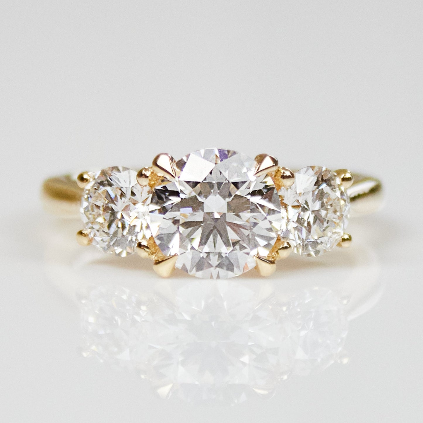 Marquise Shaped Three Stone Lab Grown Diamond Engagement Ring