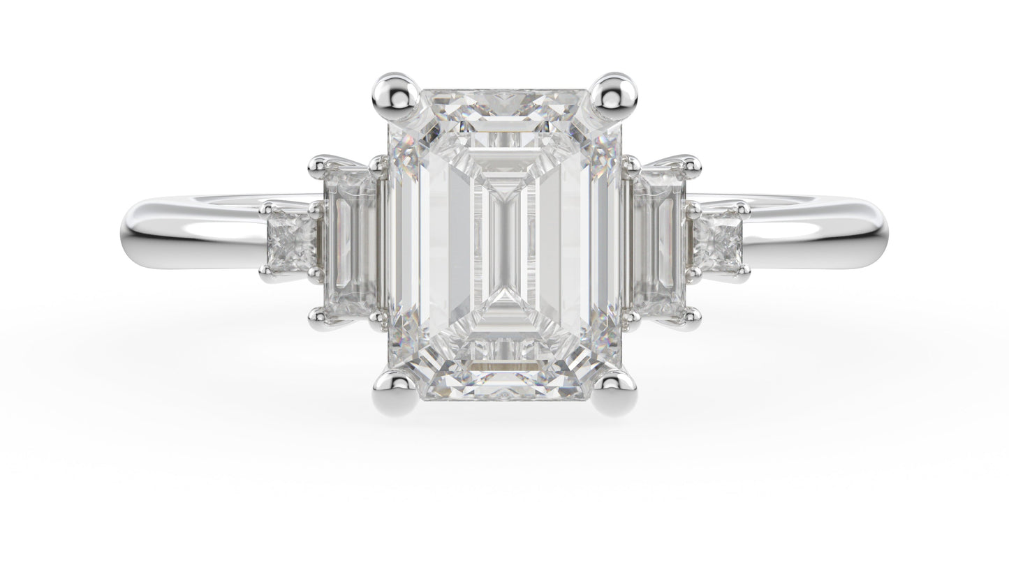 Marquise Shaped Three Stone Lab Grown Diamond Engagement Ring