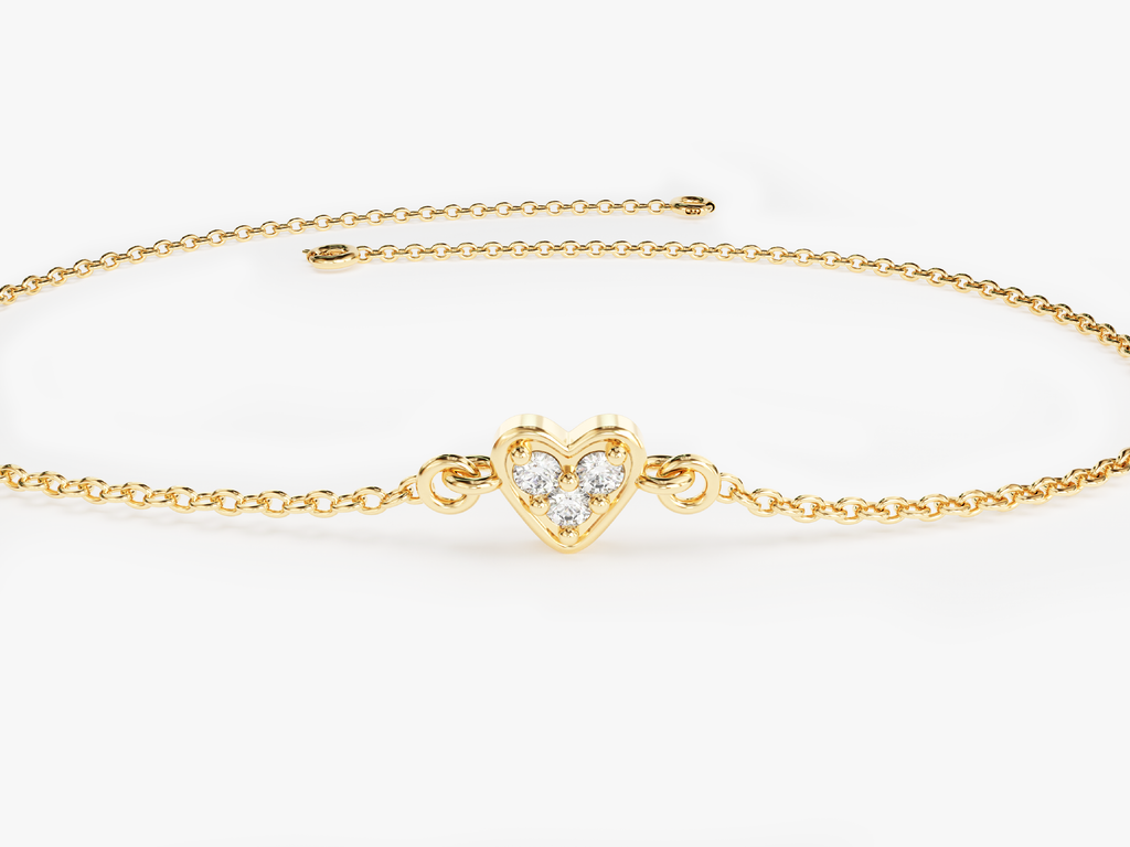 0.03 TCW Heart Charm Lab Grown Diamond Bracelet