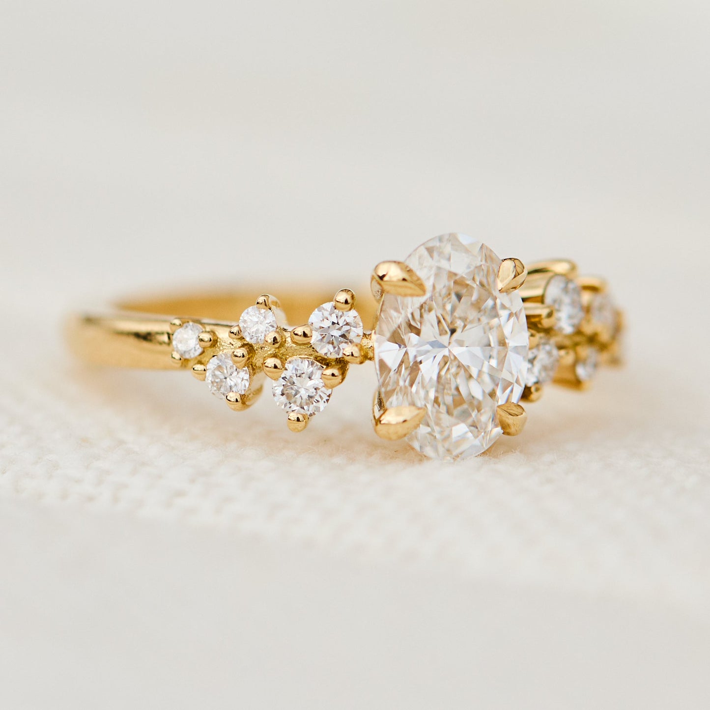 Marquise Shaped Three Stone Lab Grown Diamond Engagement Ring