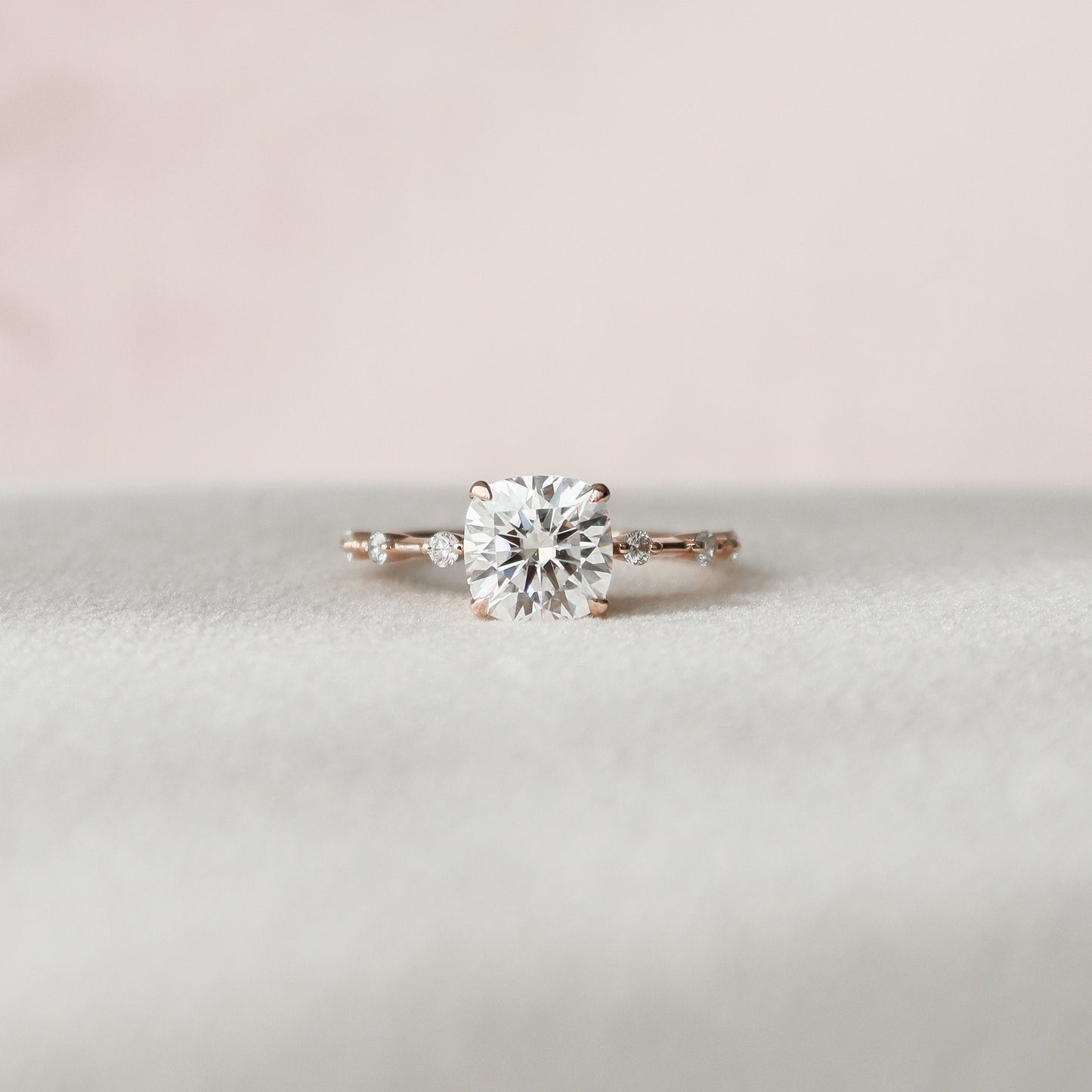 2.0 CT Cushion Dainty Pave Moissanite Engagement Ring 10