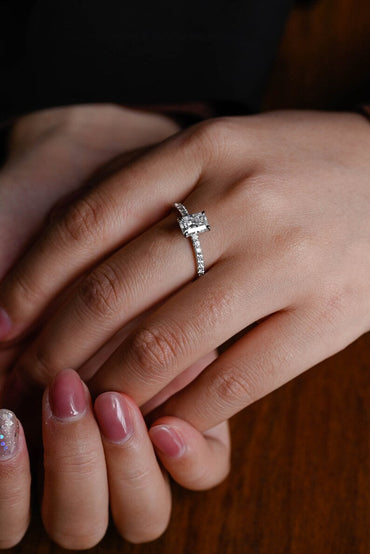 Stunning 1.0 - 2.0 CT Radiant Moissanite Engagement Ring with Pave Design 2