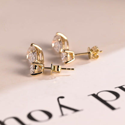 1.0 TCW Pear Cut Moissanite Drop Earrings in Gold 3