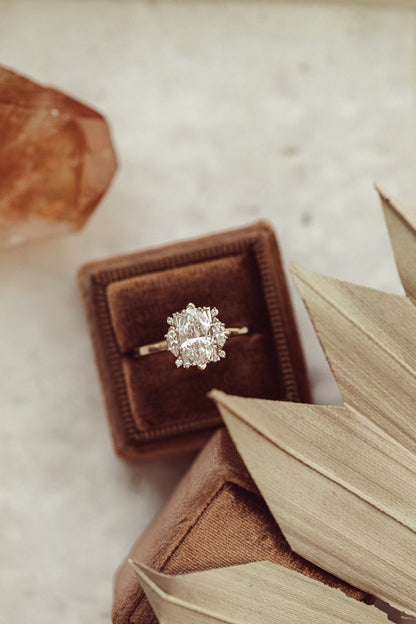 Marquise Shaped Three Stone Lab Grown Diamond Engagement Ring