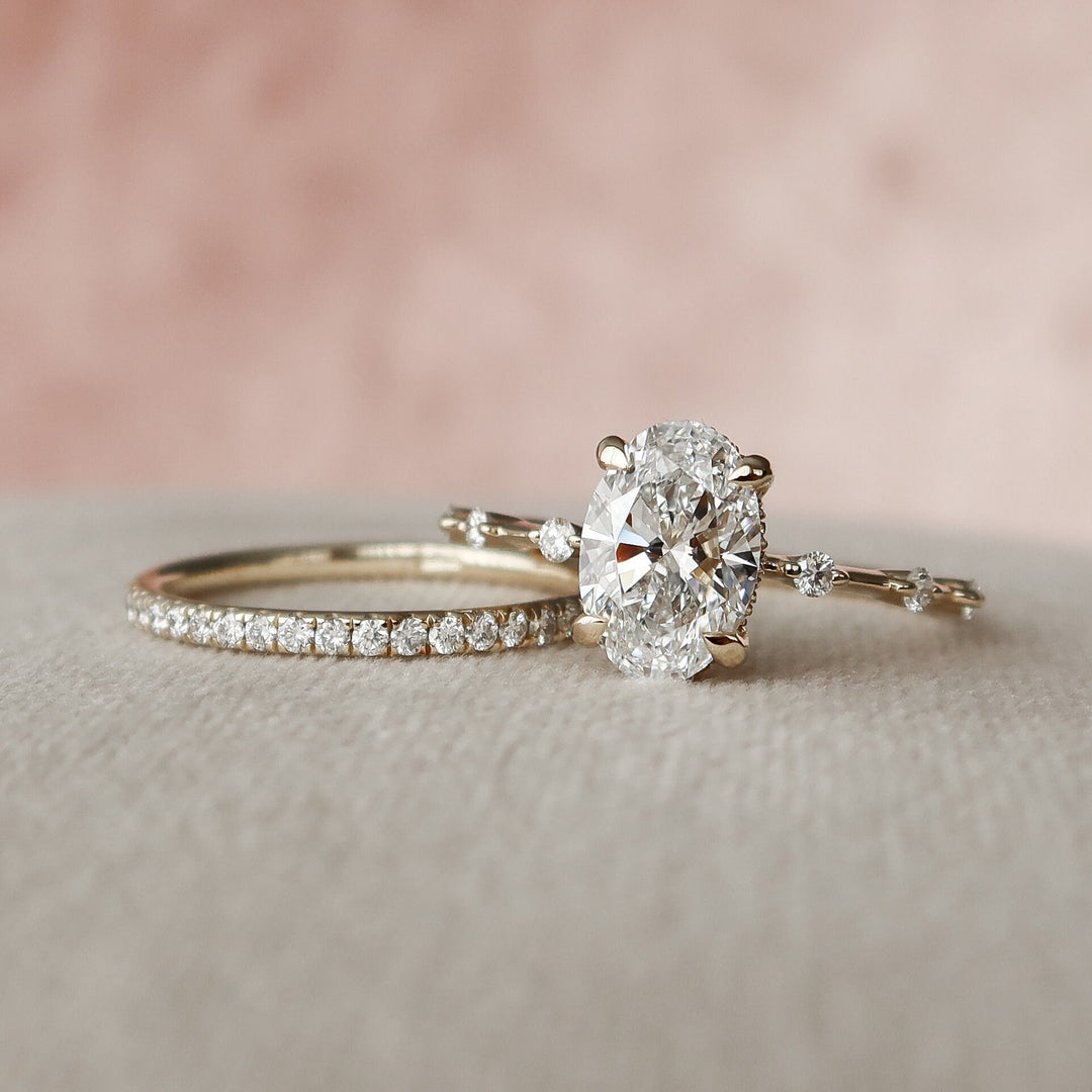 Marquise Cut Cluster Styled Lab Grown Bridal Ring Set