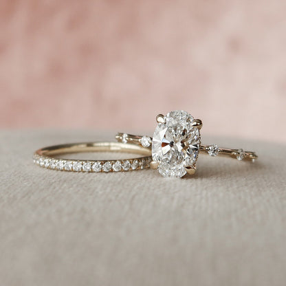 Marquise Cut Cluster Styled Lab Grown Bridal Ring Set