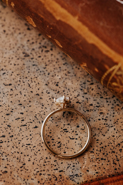 Marquise Shaped Three Stone Lab Grown Diamond Engagement Ring