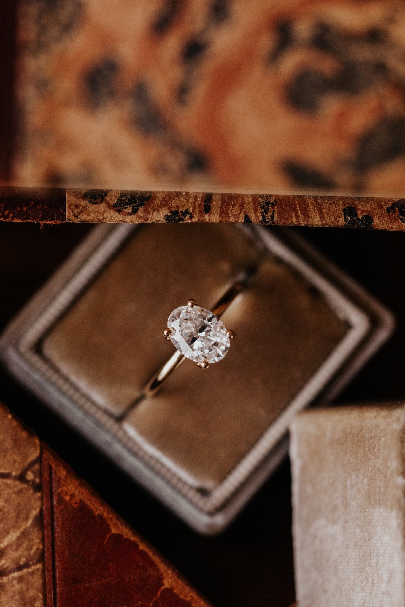 Marquise Shaped Three Stone Lab Grown Diamond Engagement Ring