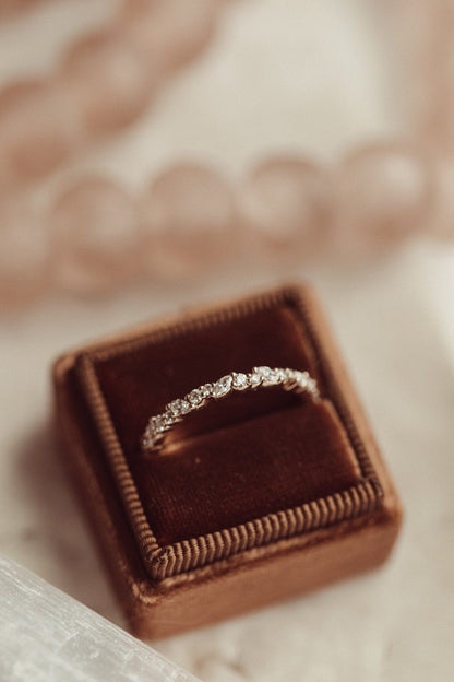 0.25 TCW Round Shaped Half Eternity Lab Grown Diamond Wedding Band