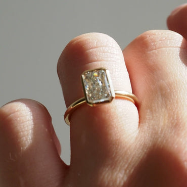 1.5 CT Radiant Cut Bezel Lab Grown Diamond Engagement Ring