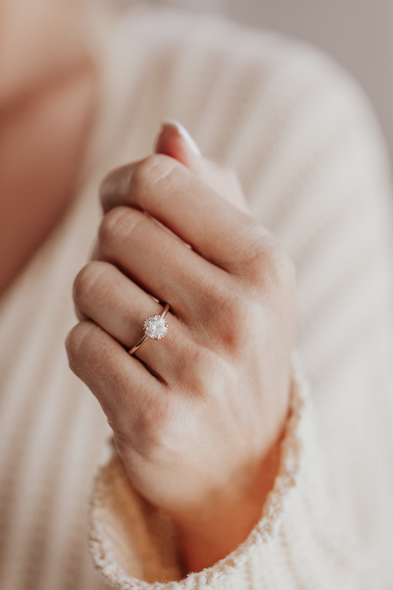 Marquise Shaped Three Stone Lab Grown Diamond Engagement Ring