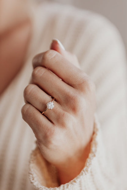 Marquise Shaped Three Stone Lab Grown Diamond Engagement Ring