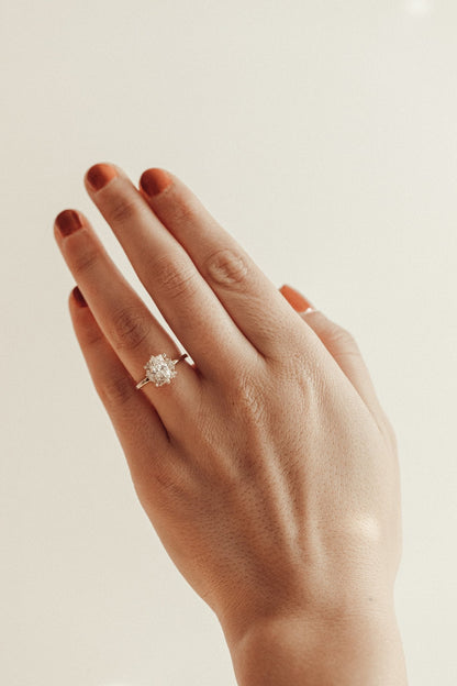 Marquise Shaped Three Stone Lab Grown Diamond Engagement Ring