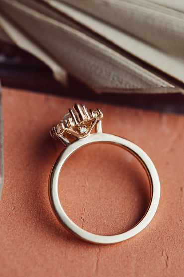 Marquise Shaped Three Stone Lab Grown Diamond Engagement Ring