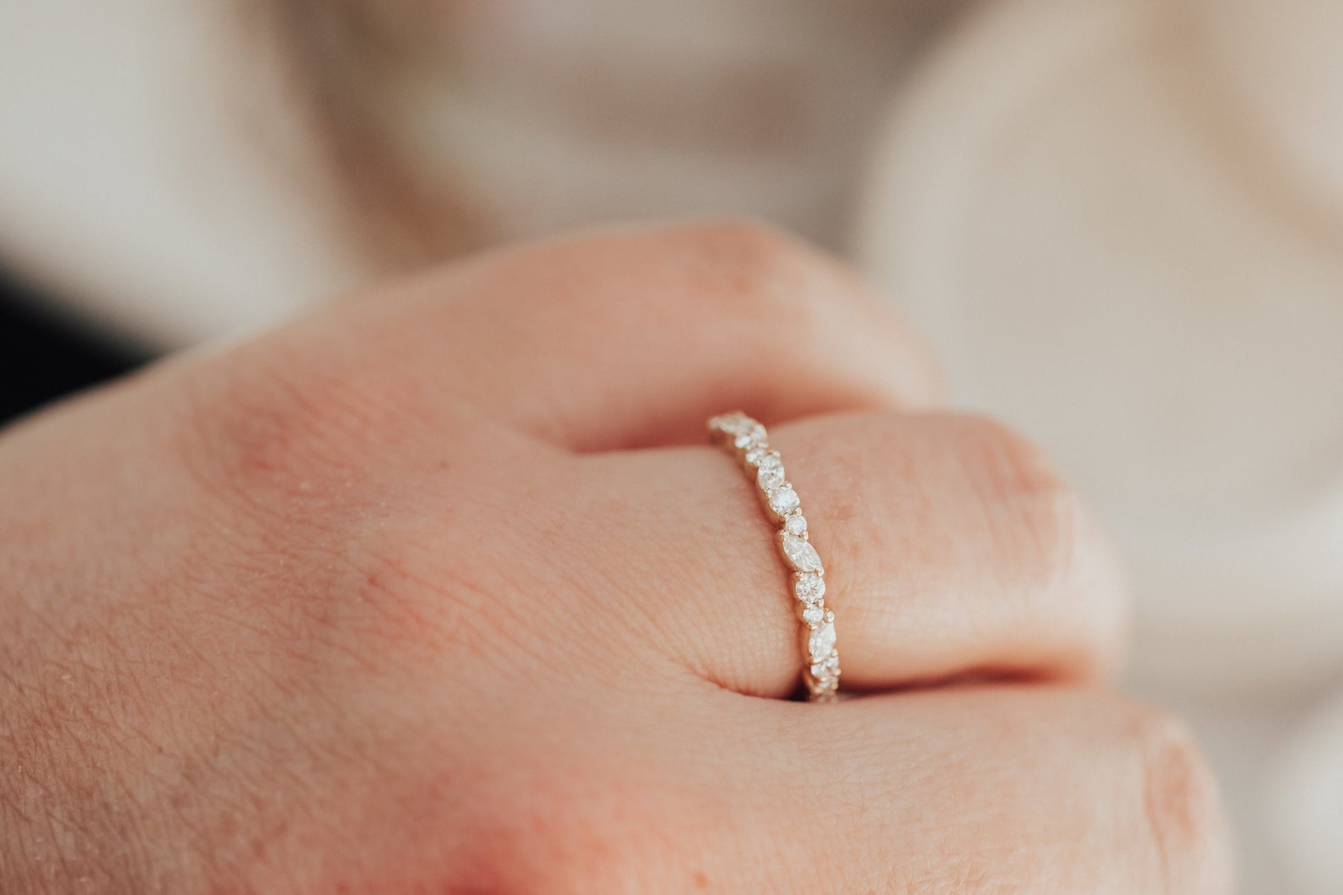 0.25 TCW Round Shaped Half Eternity Lab Grown Diamond Wedding Band