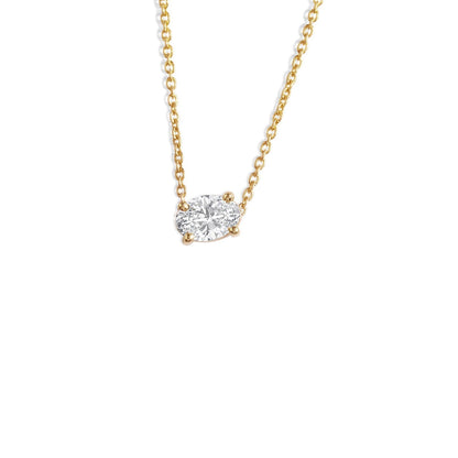 1.0 CT Oval Moissanite Diamond Solitaire Pendant Necklace in Solid Gold 1