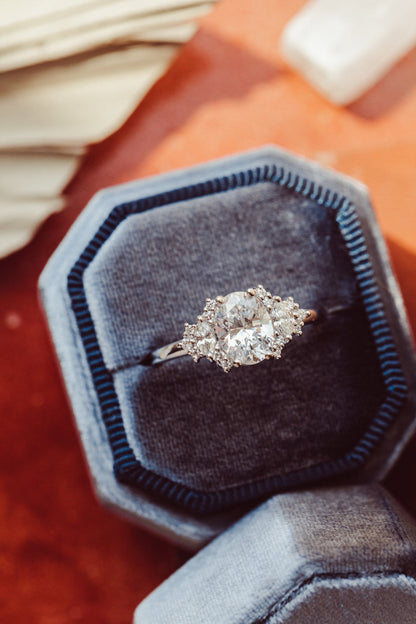 Marquise Shaped Three Stone Lab Grown Diamond Engagement Ring