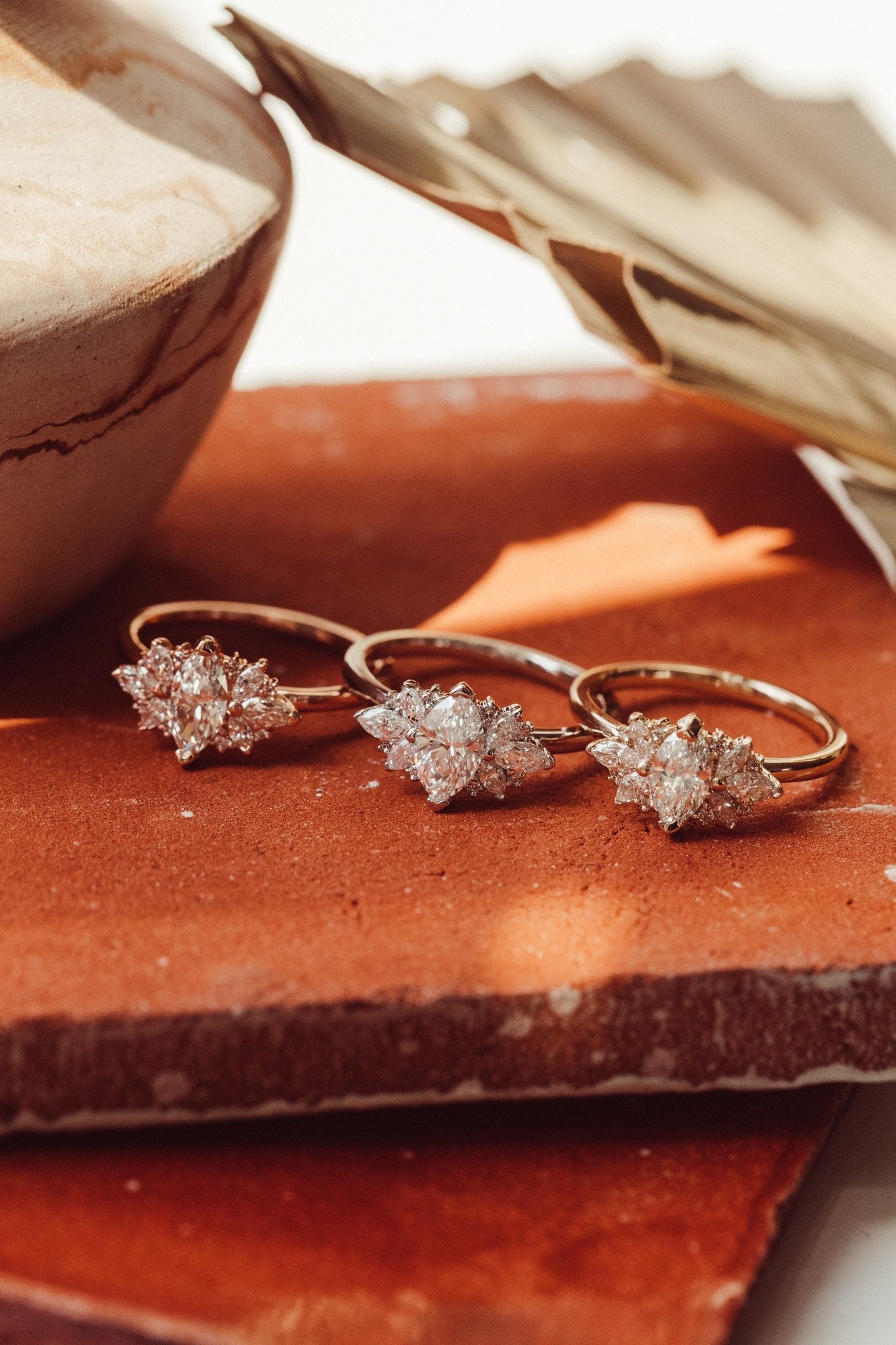 Marquise Shaped Three Stone Lab Grown Diamond Engagement Ring