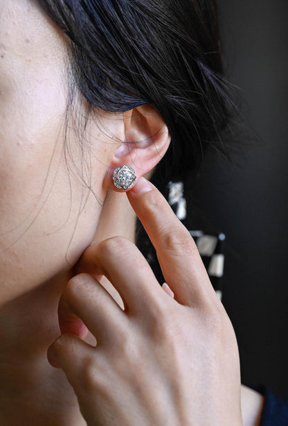 0.50 TCW Round Cut Moissanite Floral Halo Earrings in Gold 4