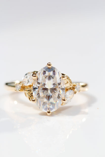 Marquise Shaped Three Stone Lab Grown Diamond Engagement Ring